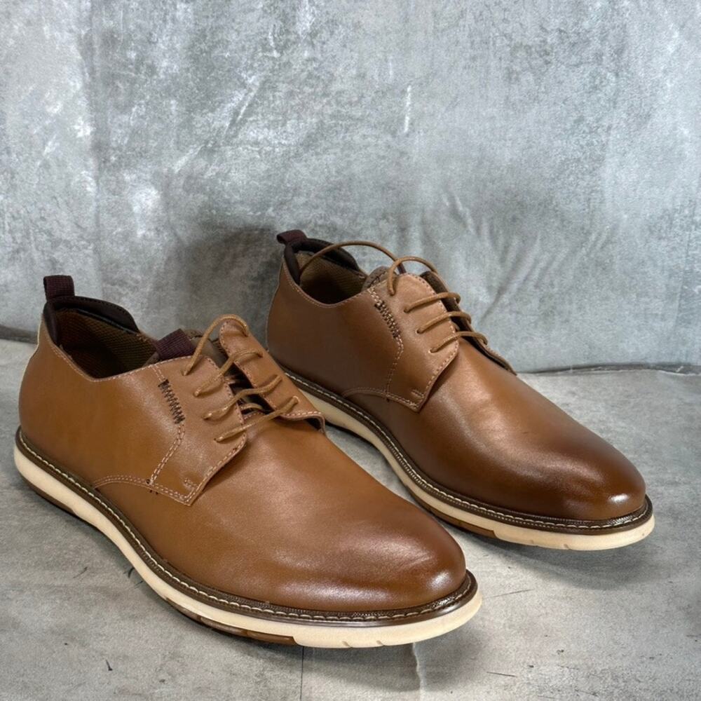 VANCE CO. Men's Tan Thad Faux-Leather Lace-Up Oxfords SZ 13 - Picture 2 of 12